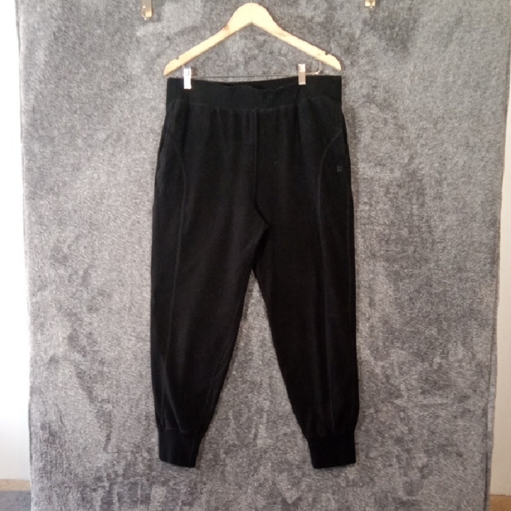 Sweaty Betty London Made In Itally Black Fleece Jogger Elastic Waistband 14